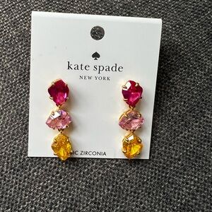 NWT $99 Kate Spade treasure trove cubic zirconia linear drop earrings